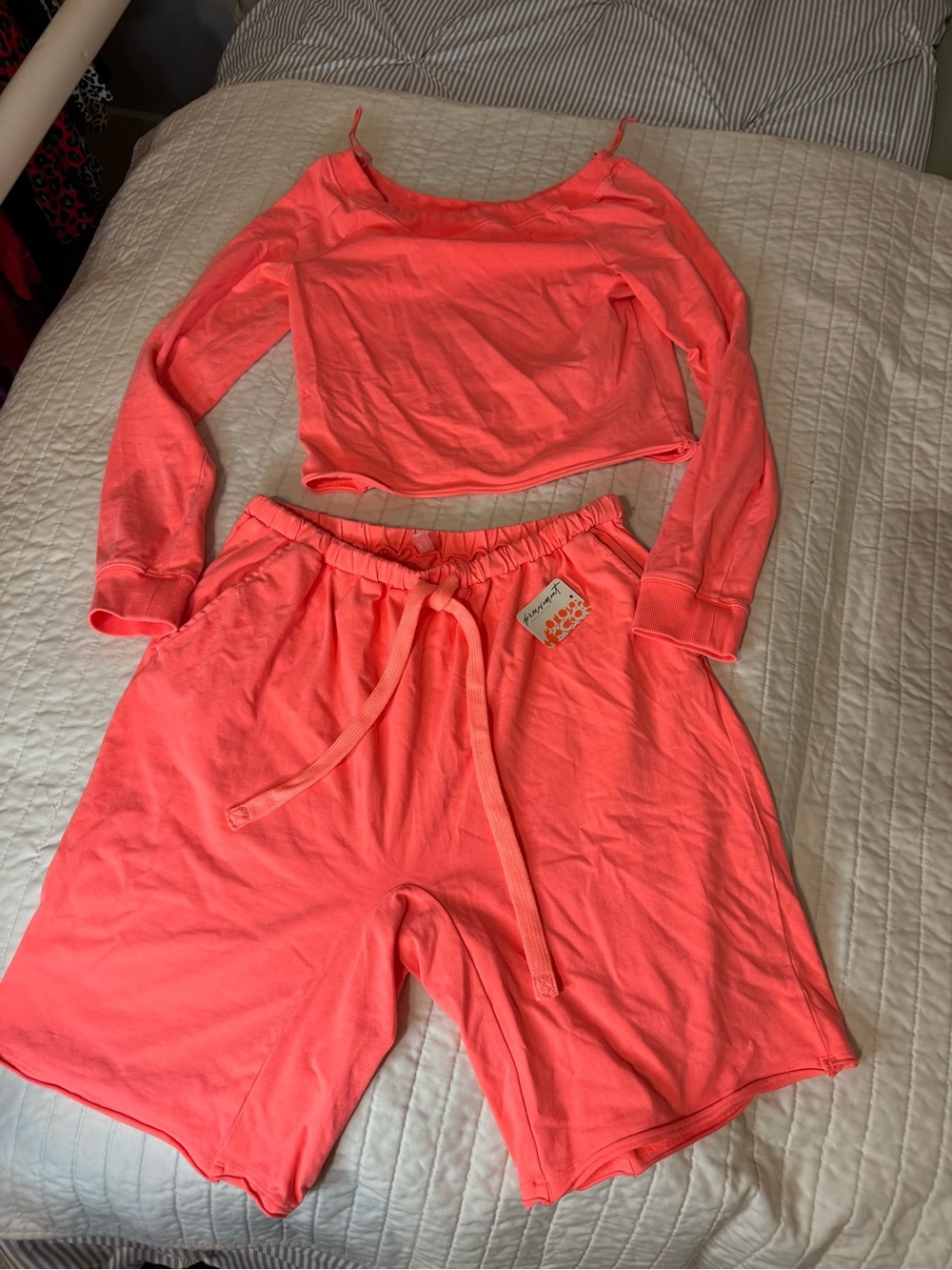 Free People Movement Hot Shot Neon Coral Lounge Set